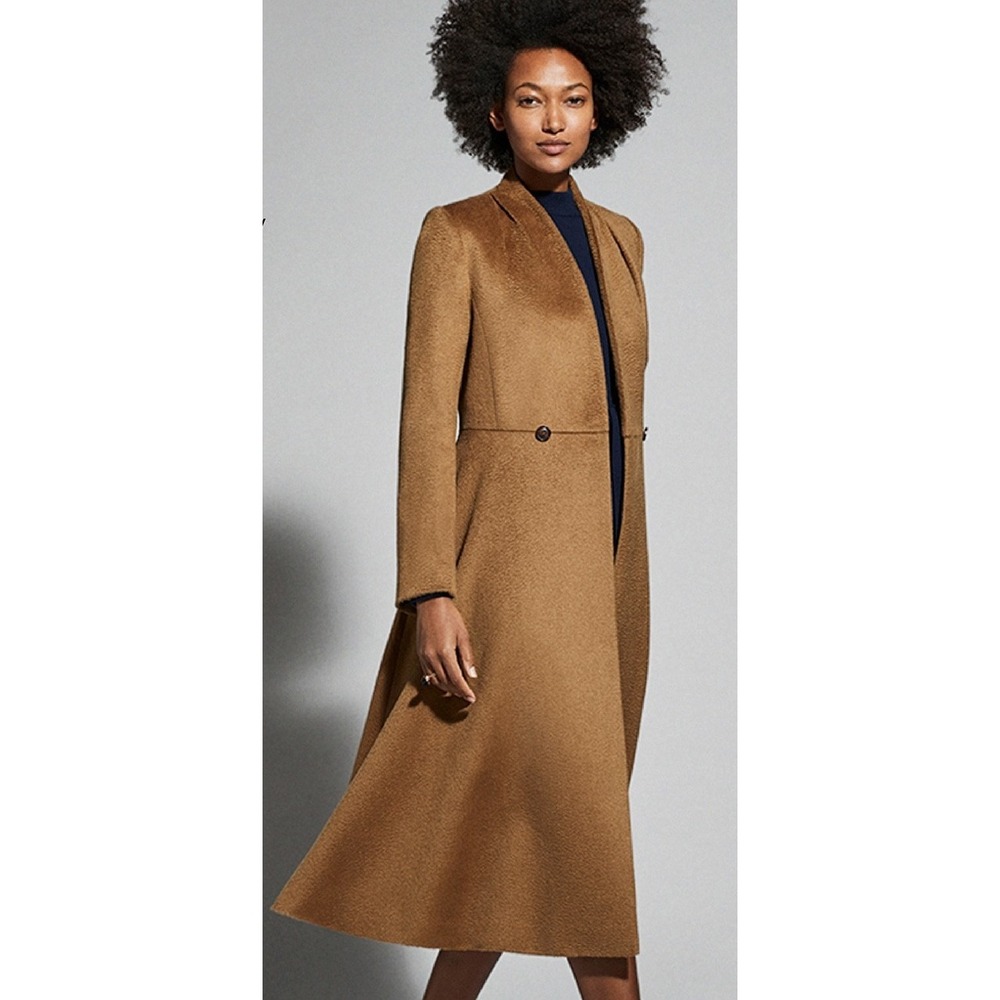 The Fold London Finchley Camel Wool Mohair Blend Long Trench Coat Size 4